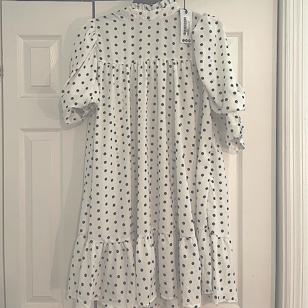 White & Black polka dot dress size 12